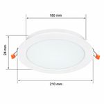 Lámpara Empotrable LED Redonda Blanca Luz de Día 18W 1170 lm 210 mm