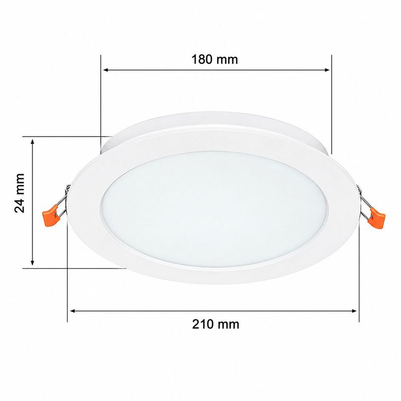 Lámpara Empotrable LED Redonda Blanca Luz de Día 18W 1170 lm 210 mm