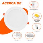 Lámpara Empotrable LED Redonda Blanca Luz de Día 18W 1170 lm 210 mm