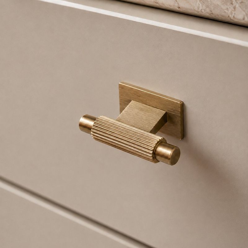 Botón Moleteado de Acero Inoxidable 304 para Muebles 25 mm Color Dorado
