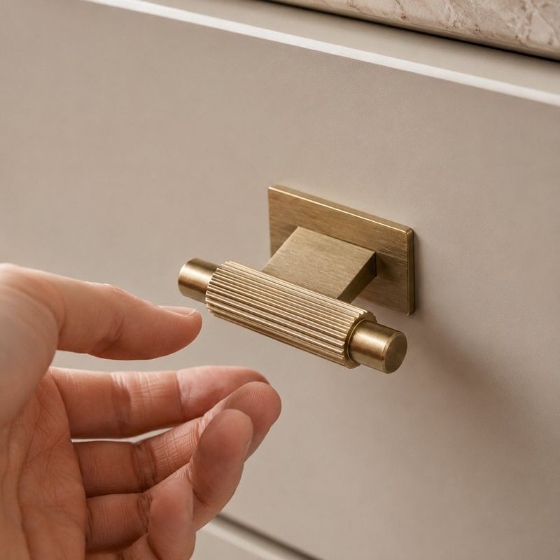 Botón Moleteado de Acero Inoxidable 304 para Muebles 25 mm Color Dorado