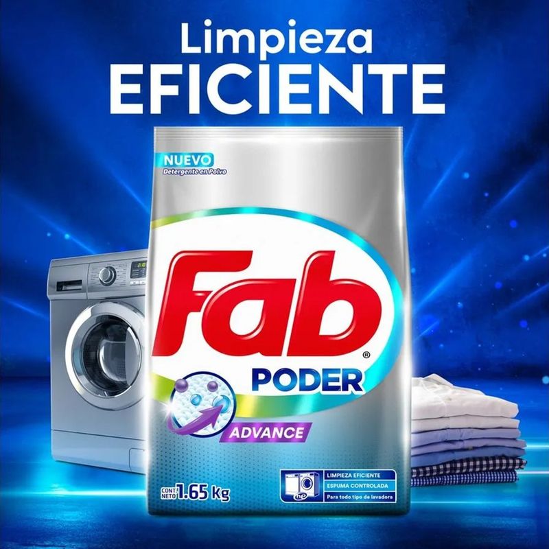 Detergente en Polvo Fab Advance para Ropa Blanca y de Color de 1.65 Kg