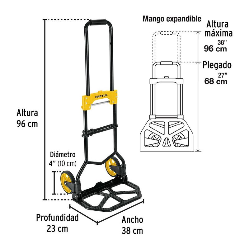 Diablo de Carga Plegable de Acero con Capacidad de 60 kg