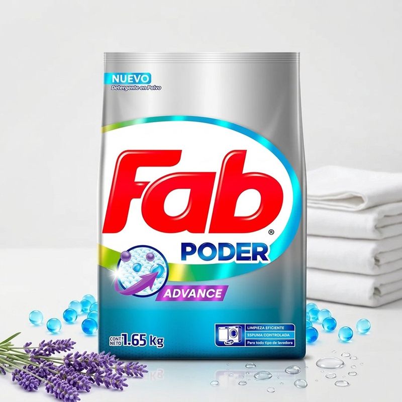 Detergente en Polvo Fab Advance para Ropa Blanca y de Color de 1.65 Kg