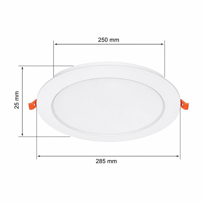 Lámpara Empotrable LED Redonda Blanca Luz Cálida 24W 1600 lm 295 mm