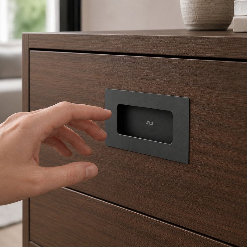 Halador de Embutir de Aluminio para Muebles 124 mm Color Gris