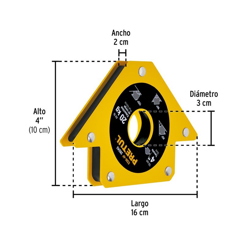 Escuadra Magnética de 4 plg para Soldar con Capacidad de 20 kg