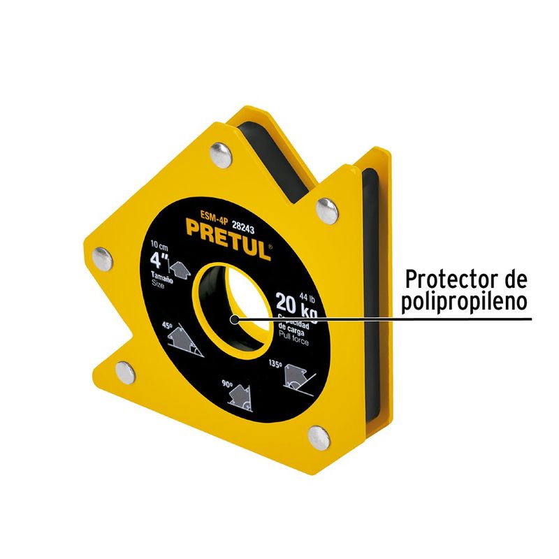 Escuadra Magnética de 4 plg para Soldar con Capacidad de 20 kg