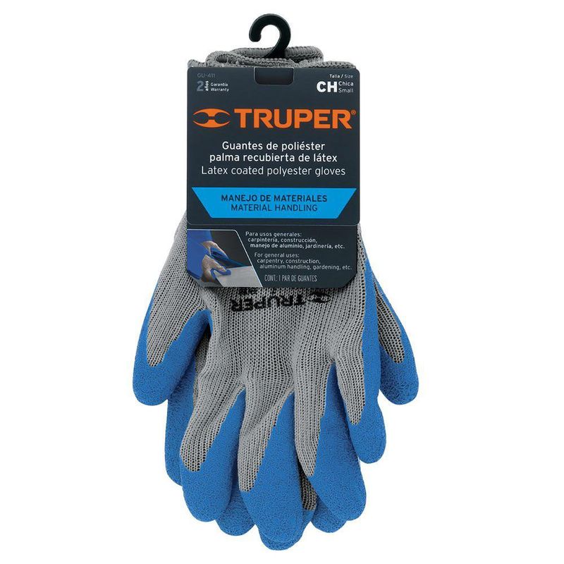 Guantes para Jardinería de Poliéster con Recubrimiento de Látex Color Azul Talla S