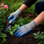 Guantes para Jardinería de Poliéster con Recubrimiento de Látex Color Azul Talla S