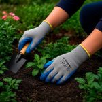 Guantes para Jardinería de Poliéster con Recubrimiento de Látex Color Azul Talla L