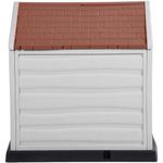 Casa para Perro de Plástico con Techo Tipo Teja de 68 x 61 x 58.5 cm Beige y Roja