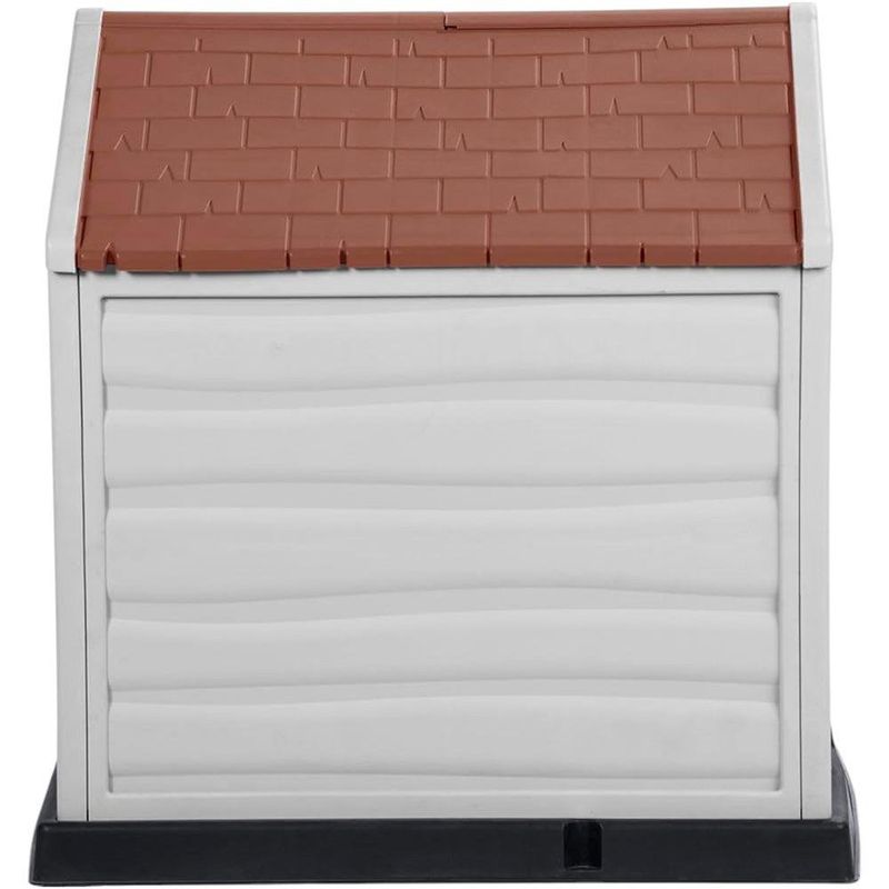 Casa para Perro de Plástico con Techo Tipo Teja de 68 x 61 x 58.5 cm Beige y Roja