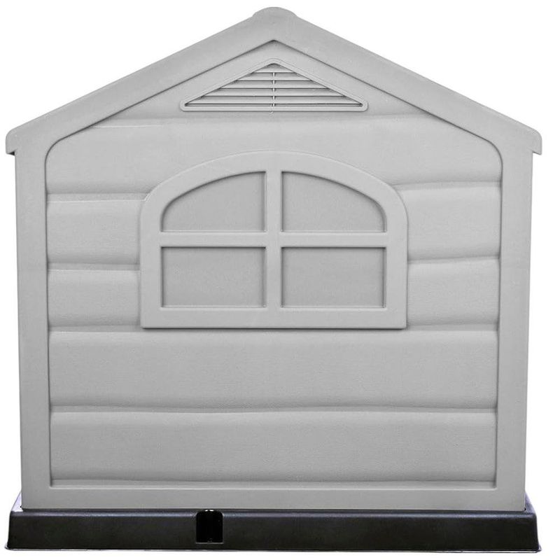 Casa para Perro de Plástico con Techo Tipo Teja de 68 x 61 x 58.5 cm Beige y Roja