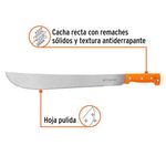 Machete Estándar de Hoja Pulida 18 Plg con Mango Naranja Remachado