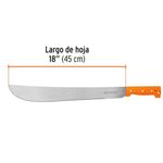 Machete Estándar de Hoja Pulida 18 Plg con Mango Naranja Remachado