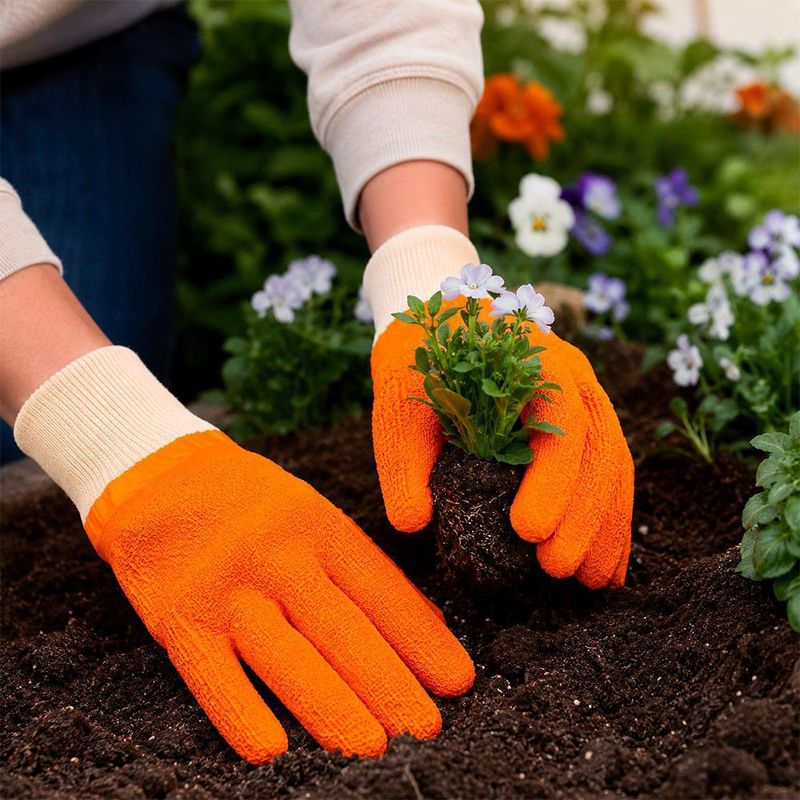 Guantes de Algodón con Recubrimiento de Látex Unitalla Color Naranja