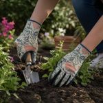 Guantes de Jardinería de Nitrilo con Diseño Floral Multicolor Talla S
