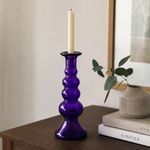 Candelero para Vela con Diseño de Círculos Color Morado