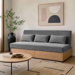 Sofá Cama Mike de 3 Asientos con Gavetas Integradas Color Gris