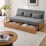 Sofá Cama Mike de 3 Asientos con Gavetas Integradas Color Gris