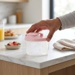 Recipiente Dosificador Porta Leche Translúcido de 300 ml Color Rosado