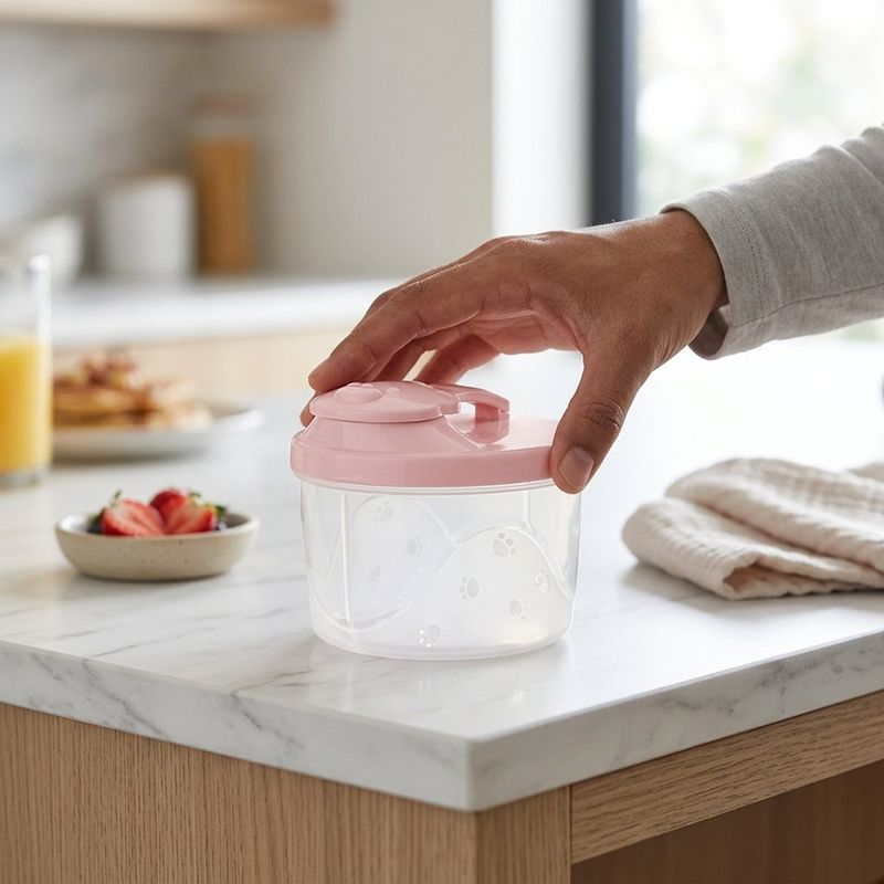Recipiente Dosificador Porta Leche Translúcido de 300 ml Color Rosado