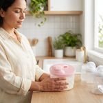 Recipiente Dosificador Porta Leche Translúcido de 300 ml Color Rosado