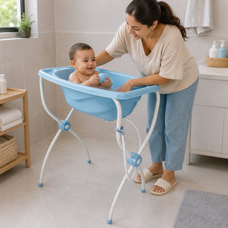Bañera Infantil Carinho con Soporte Plegable Color Celeste