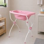Bañera Infantil Carinho con Soporte Plegable Color Rosado