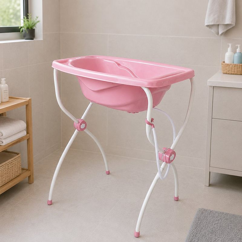 Bañera Infantil Carinho con Soporte Plegable Color Rosado
