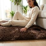 Alfombra Decorativa Teddy Suave 160 cm x 230 cm Color Café para Sala y Dormitorio