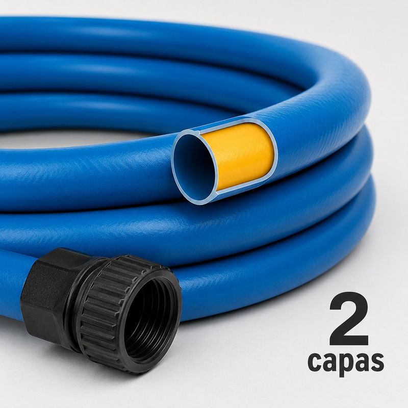 Manguera de Jardín 1/2 Plg de 3 Capas con Conexiones Plásticas 10 m Azul