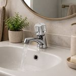 Grifo para Lavamanos Agua Fría Cuello Bajo Manija Hexagonal 4 plg Cromo