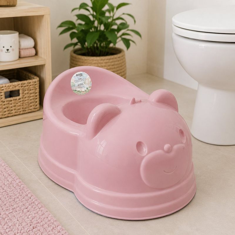 Bacinica Infantil con Diseño Ergonómico en Forma de Oso Color Rosado