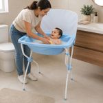 Bañera Infantil Carinho con Soporte Plegable y Cambiador Color Celeste