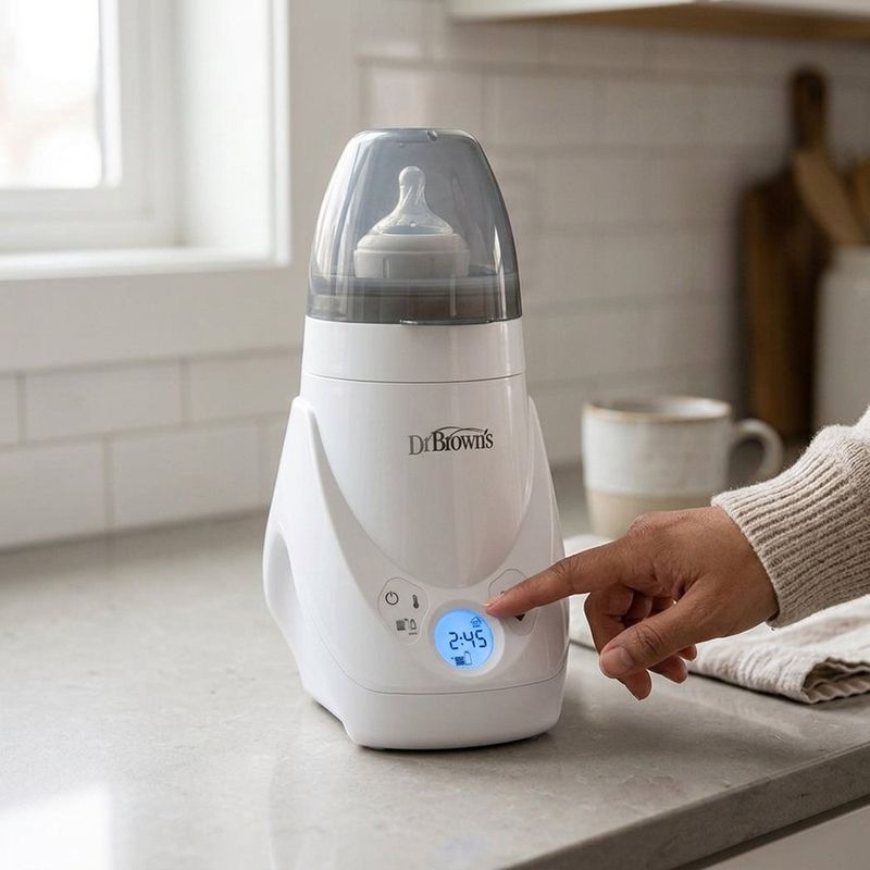 Calentador y Esterilizador de Biberones con Vapor y Panel LCD Programable Color Blanco y Gris