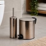 Set de Baño Papelero y Cepillo para Sanitario de Metal Color Dorado 2 Piezas