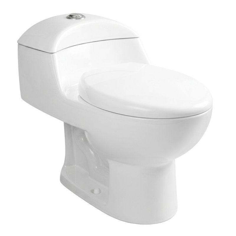 Sanitario de Una Pieza con Doble Descarga y Asiento Elongado Color Blanco