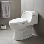 Sanitario de Una Pieza con Doble Descarga y Asiento Elongado Color Blanco