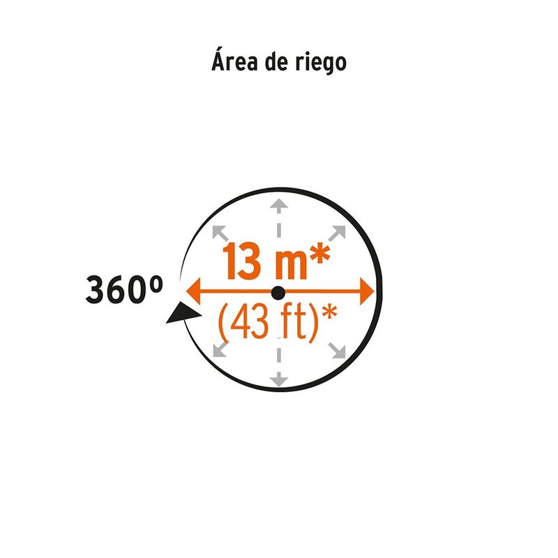 Aspersor Rotativo de Metal 360° con 3 Brazos Alcance de 13 Metros