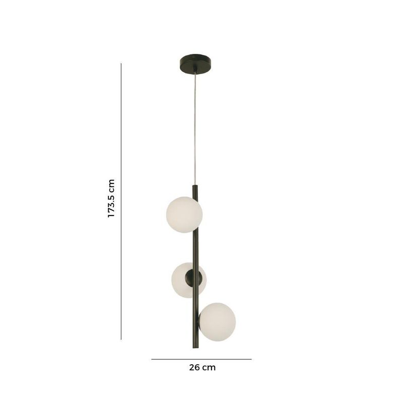 Lámpara Colgante Moderna de 3 Luces Base G9 para Bombillos LED 5W Acabado Negro