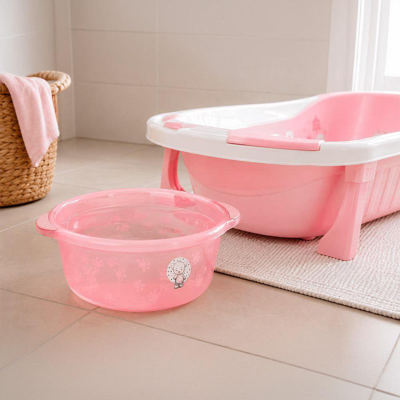 Palangana Infantil Multiuso para Baño Translúcida Color Rosado