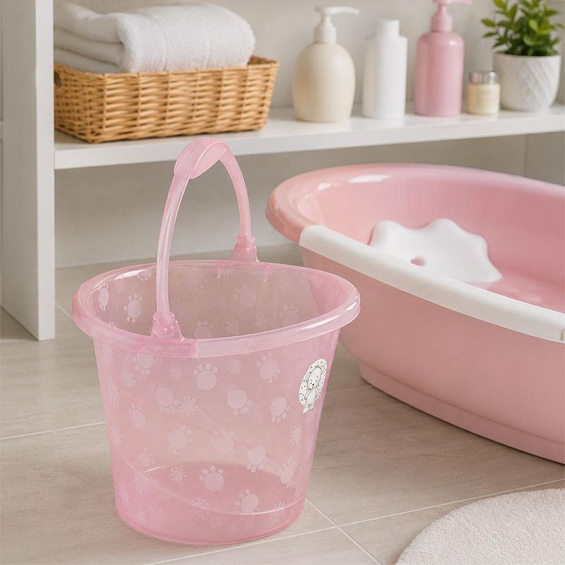 Cubeta Infantil Translúcida con Asa de 13 Litros Color Rosado