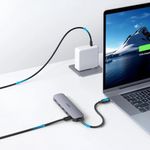 Adaptador Multipuerto Hub USB-C 5 en 1 con Puerto HDMI 4K y Puertos USB 3.0 de Alta Velocidad Color Gris