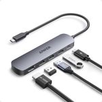 Adaptador Multipuerto Hub USB-C 5 en 1 con Puerto HDMI 4K y Puertos USB 3.0 de Alta Velocidad Color Gris