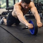 Rueda Doble para Ejercicio Abdominal Plástico Azul y Negro con Mango Antideslizante