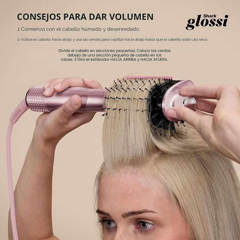 Cepillo Secador Shark Glossi Lychee 2 en 1 Color Rosado