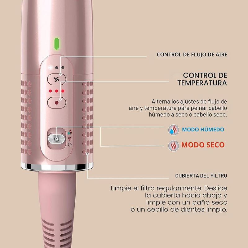 Cepillo Secador Shark Glossi Lychee 2 en 1 Color Rosado