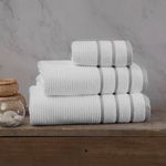 Toalla de Baño de Algodón 76 x 132 Cm Color Blanco y Gris Claro
